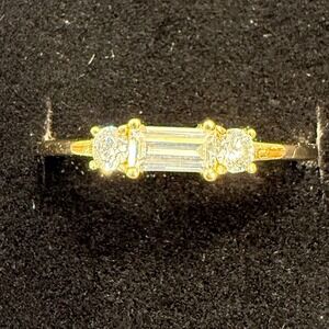 Sterling Silver CZ Ring Baguette and Round Stone size 11